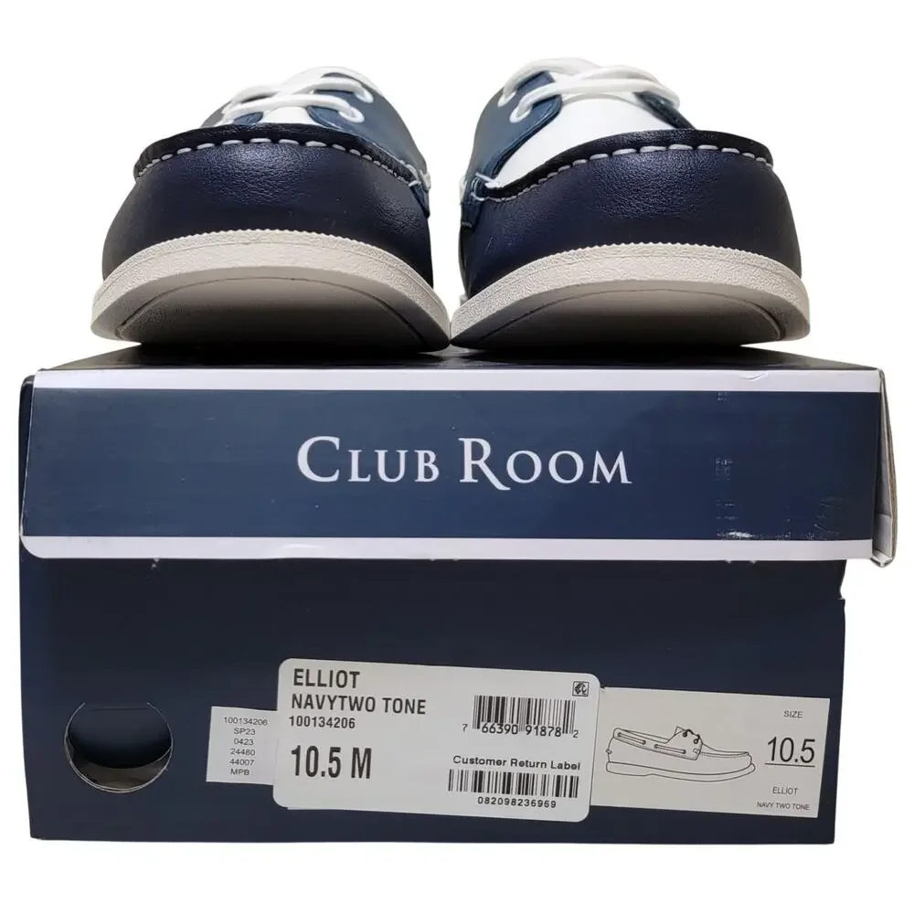 Club Room Men Elliot 2-Eye Casual Boat Shoe Size US 10.5M Navy Blue Two Tone